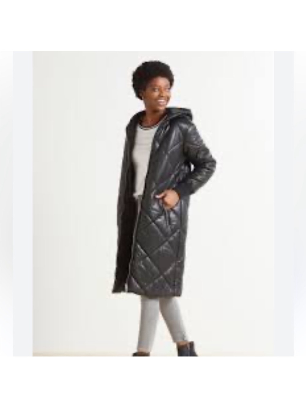 Lamarque Samantha Faux Leather Diamond Quilted Coat Jacket XS